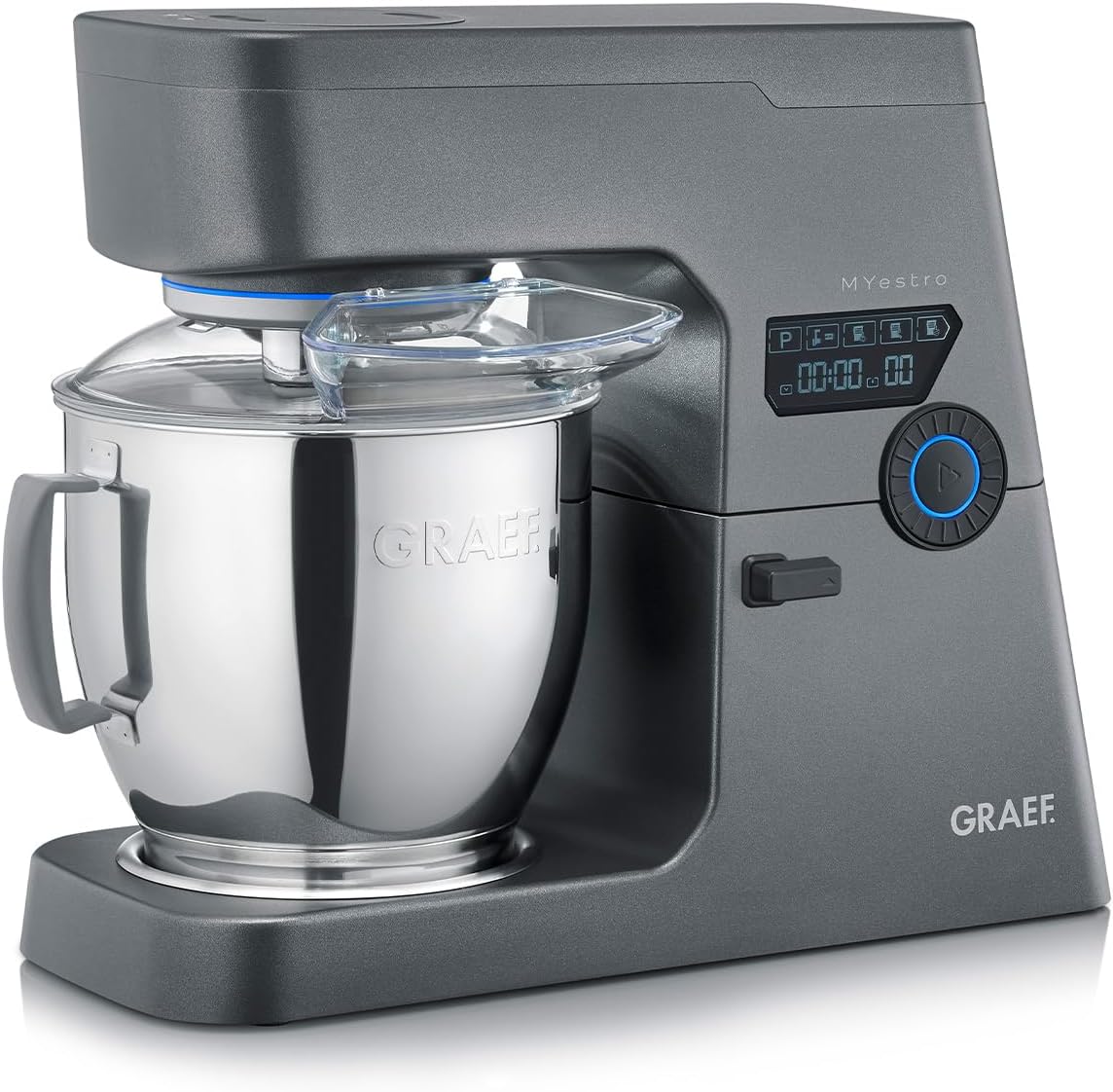 GRAEF Küchenmaschine MYestro KM7016 Knetmaschine mit 7 Liter Edelstahl-Rührschüssel, Multifunktionale Rührmaschine mit flüsterleisem und effizientem 800 Watt Gleichstrommotor