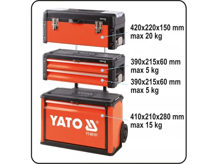 Yato YT-09101, Værktøjskiste, Metal, Sort, Rød, 45 kg, 520 mm, 320 mm