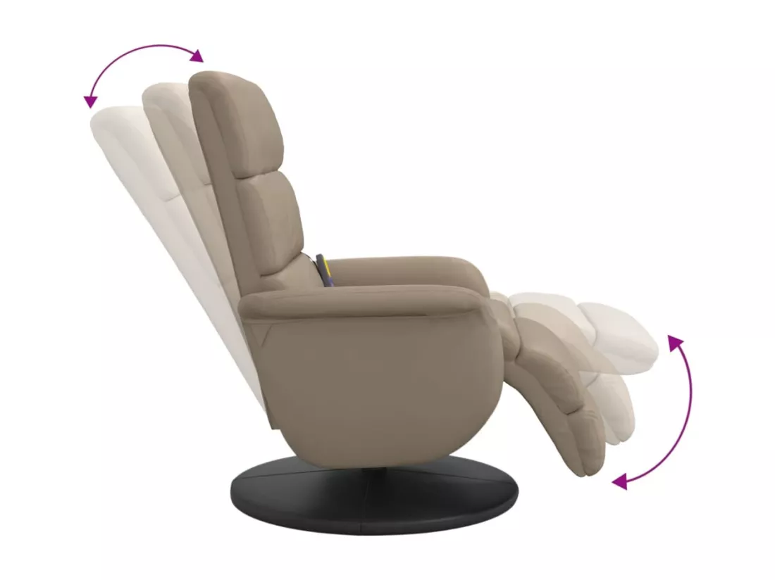 Fauteuil inclinable de massage repose-pieds cappuccino