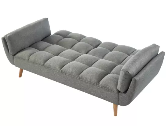 Canapé 3 places convertible clic-clac en tissu gris chiné LOELINE