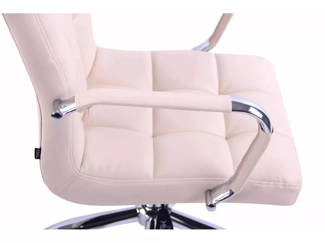 Chaise de bureau - Similicuir & Métal chromé - Crème - Deli