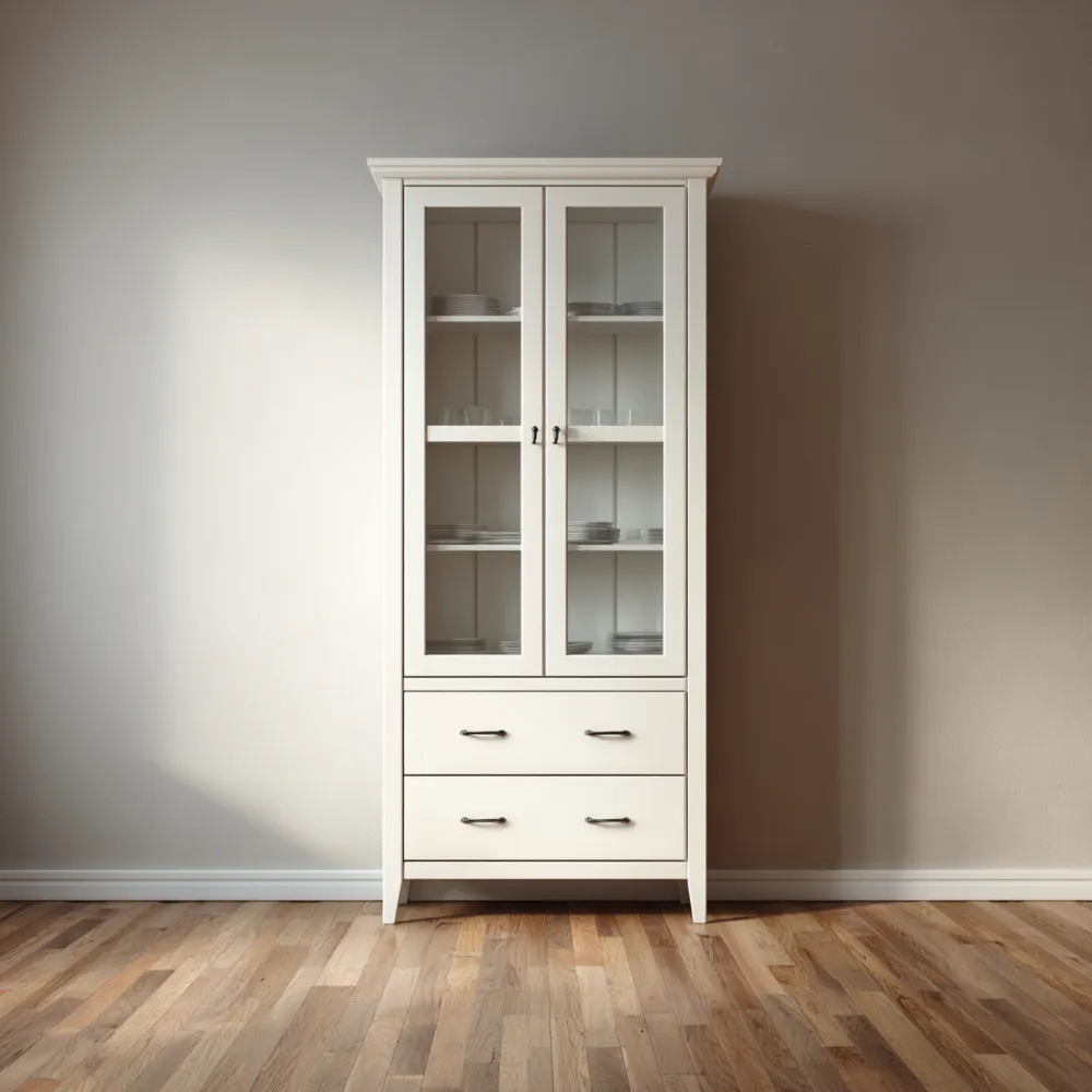 Vitrinenschrank 80x40x200 cm - Weiß - Klassisches Design