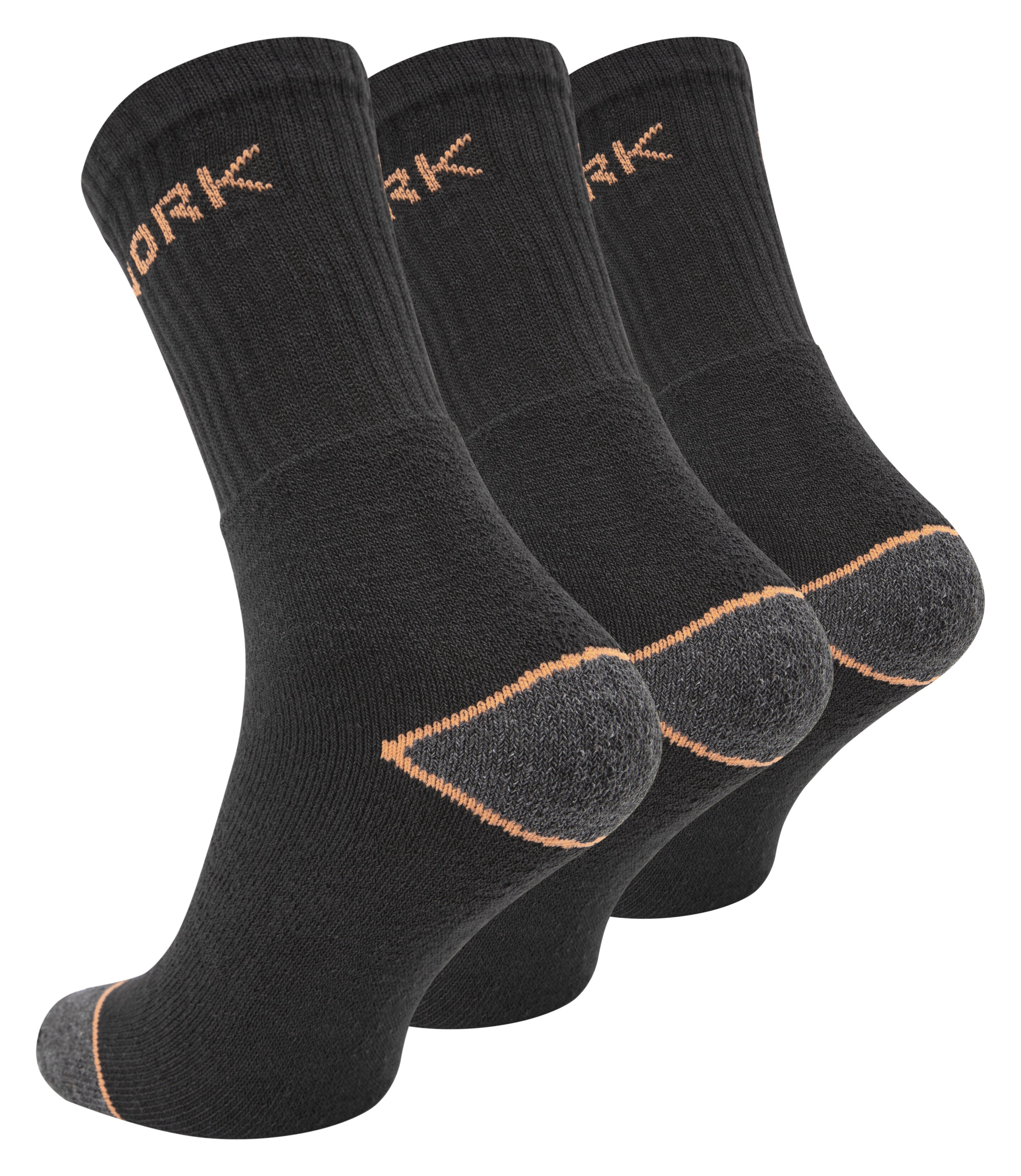 Paolo Renzo® Arbeitssocken 3 Paar - Größe 39/42 - Orange/Schwarz