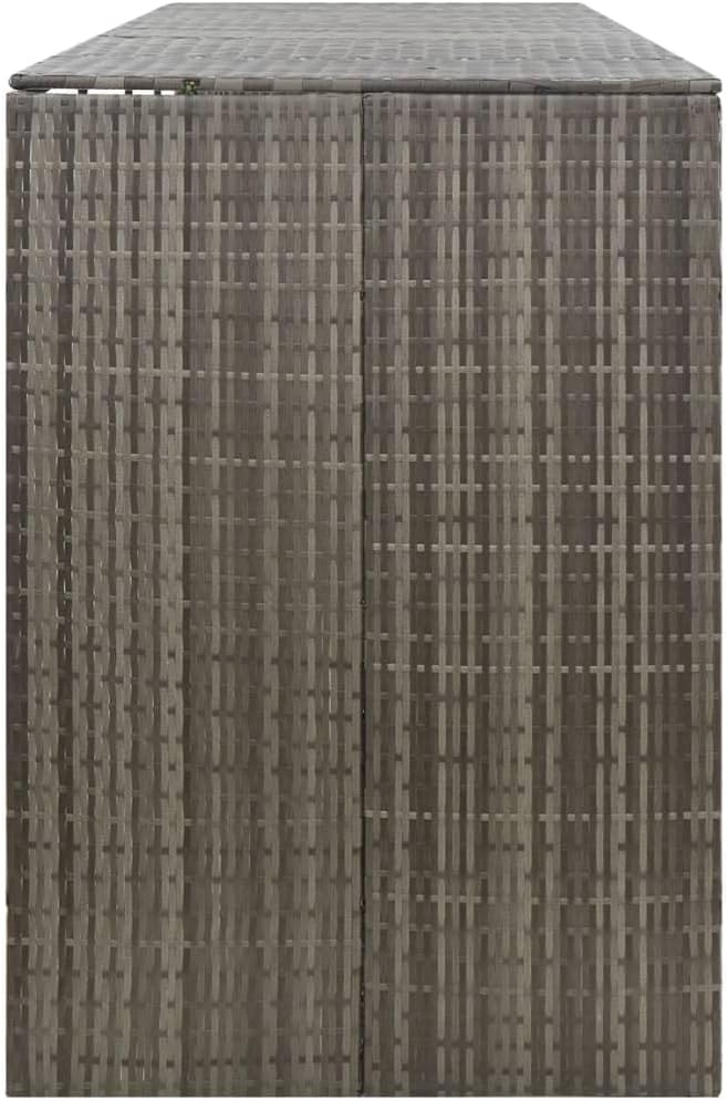 vidaXL Mülltonnenbox Müllbox Mülltonnenverkleidung Mülltonnenhaus Gartenbox Müllcontainer für 4 Tonnen Grau 274x80x117cm Poly Rattan