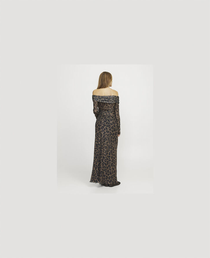 JJXX JXMINNA MESH LS OFF SHOULDER TOP WV Tigers eye/leo