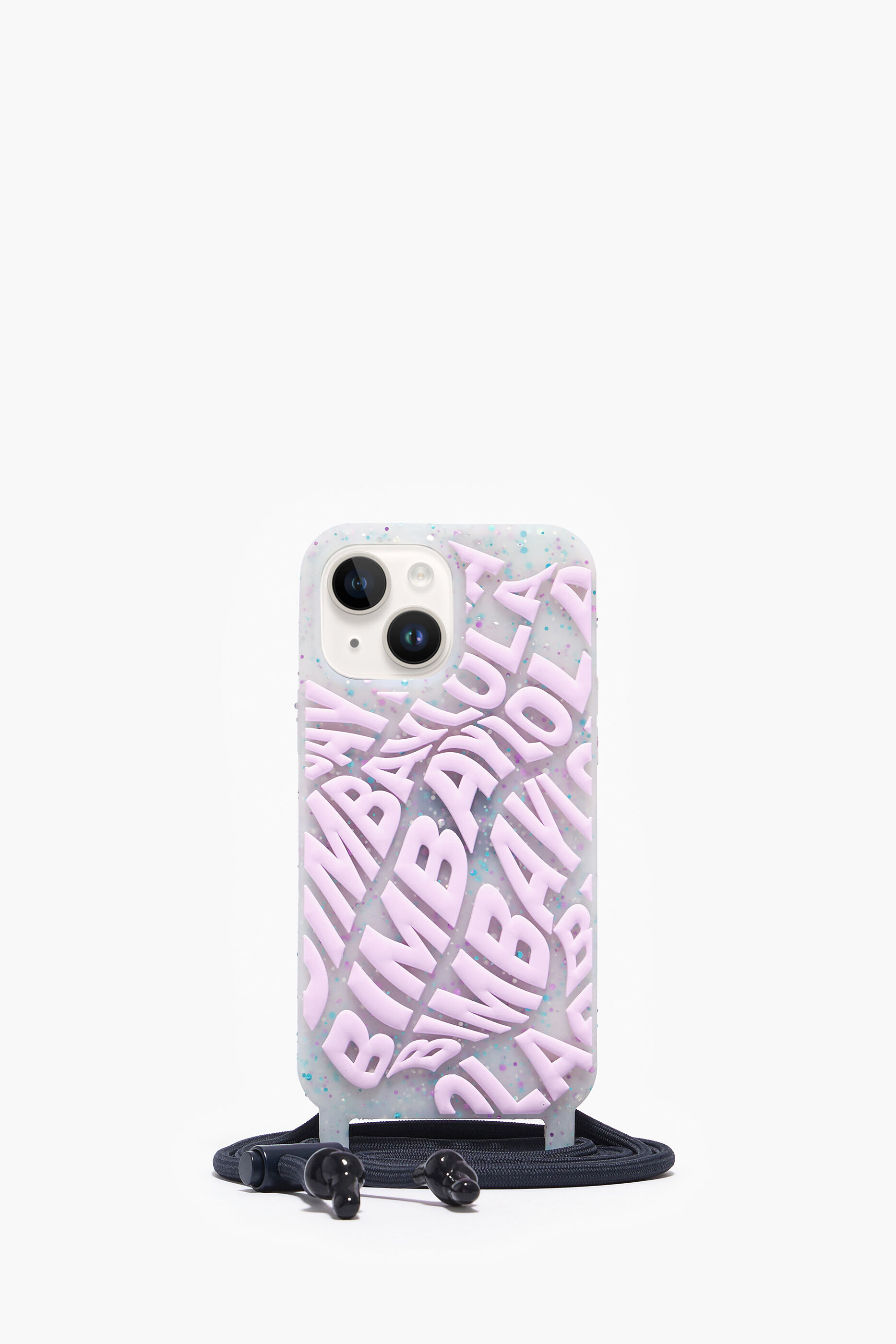 Capa transparente lilás com logo para iPhone 14 Plus