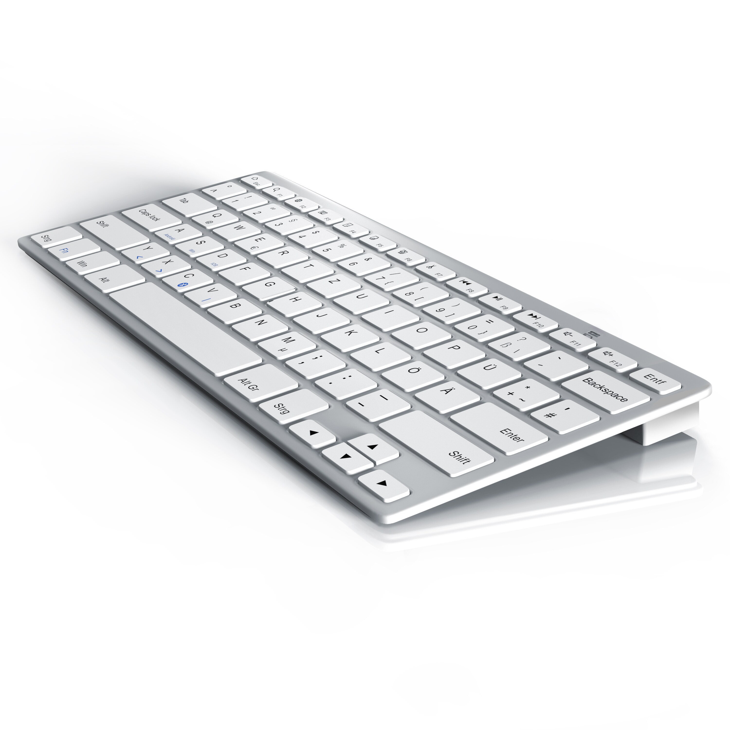 CSL Wireless-Tastatur, Bluetooth Keyboard, Ultra dünnes Design, ergonomisch & trageleicht, silber