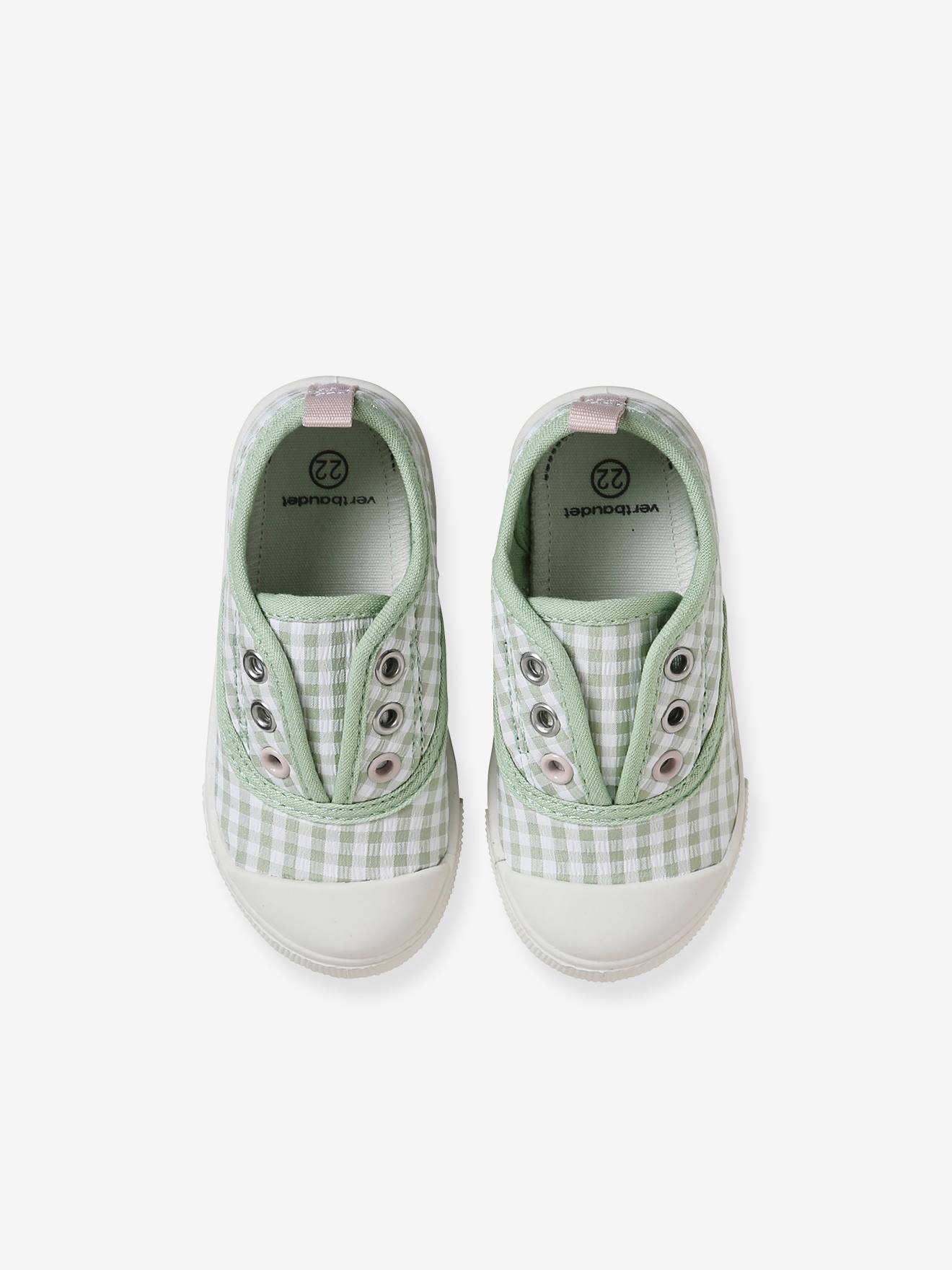 Pantufas de tecido elástico para bebê menina, verde salgueiro