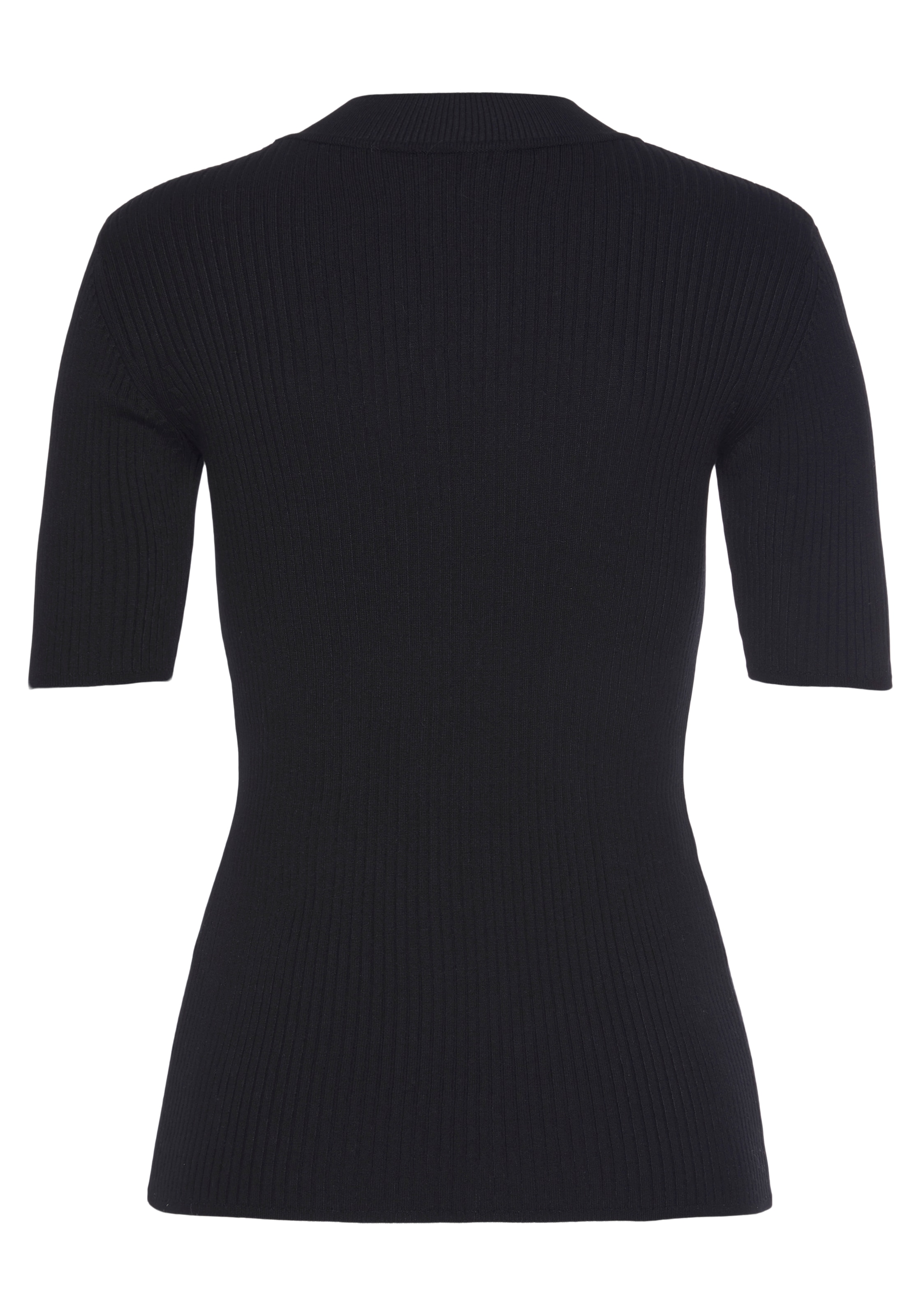 LASCANA Kurzarmpullover , mit Rippstruktur, figurbetonter Strickpullover, Basic