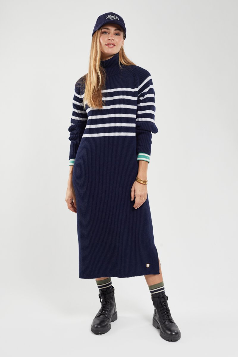 Robe pull rayée - laine