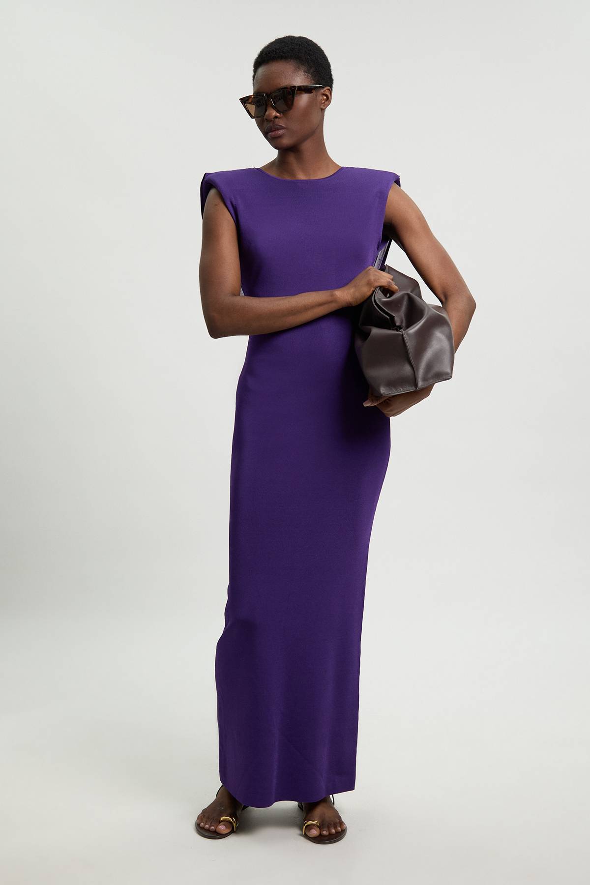 KarenMillen Robe Longue Tricot Petite Taille Mélange Viscose Drapée Dos Plongeant