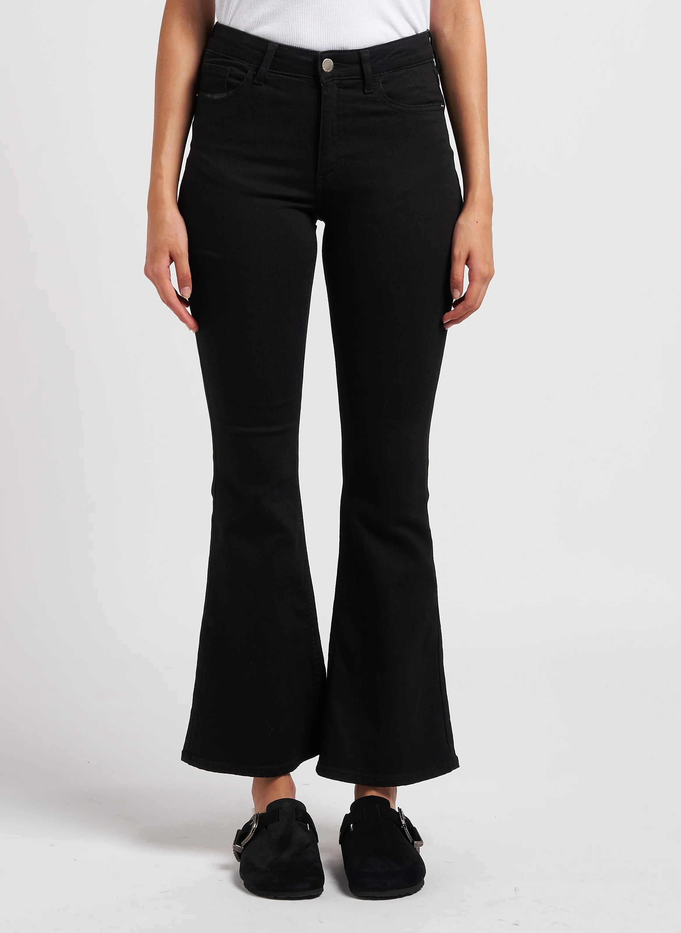 BETTY - Jean flare en coton mélangé| Noir