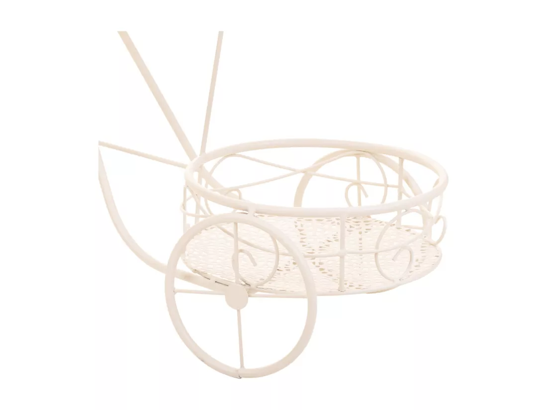 Vélo pour 3 pots en fer forgé blanc 72x25x45h cm