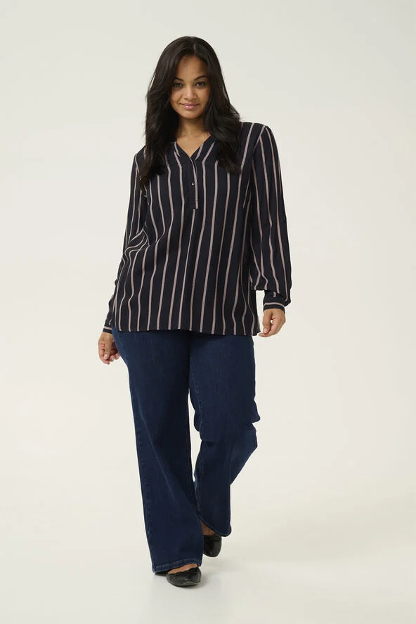 Kaffe Curve KCsida Blouse Black / steeple grey stripe