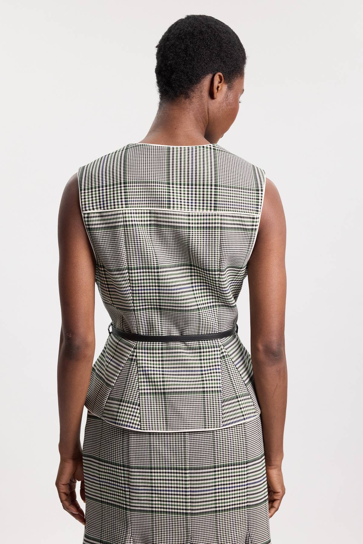 KarenMillen Veste Cintrée À Carreaux Avec Ceinture Et Basque
