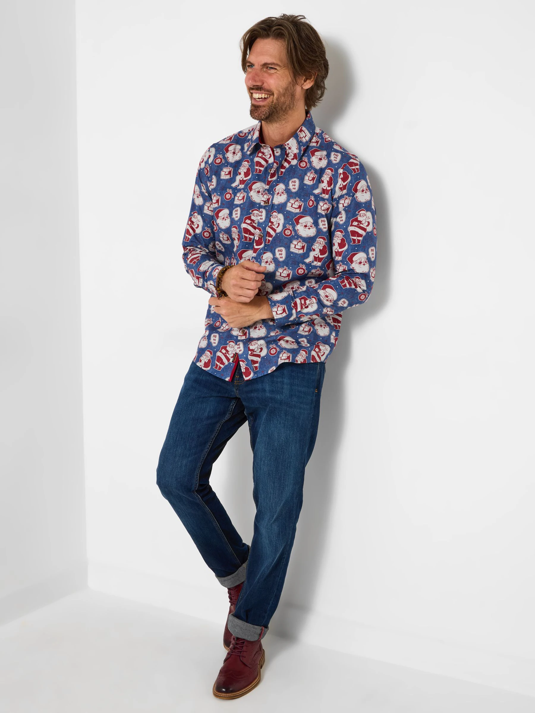 Joe Browns Santa Novelty Printed Long Sleeve Shirt