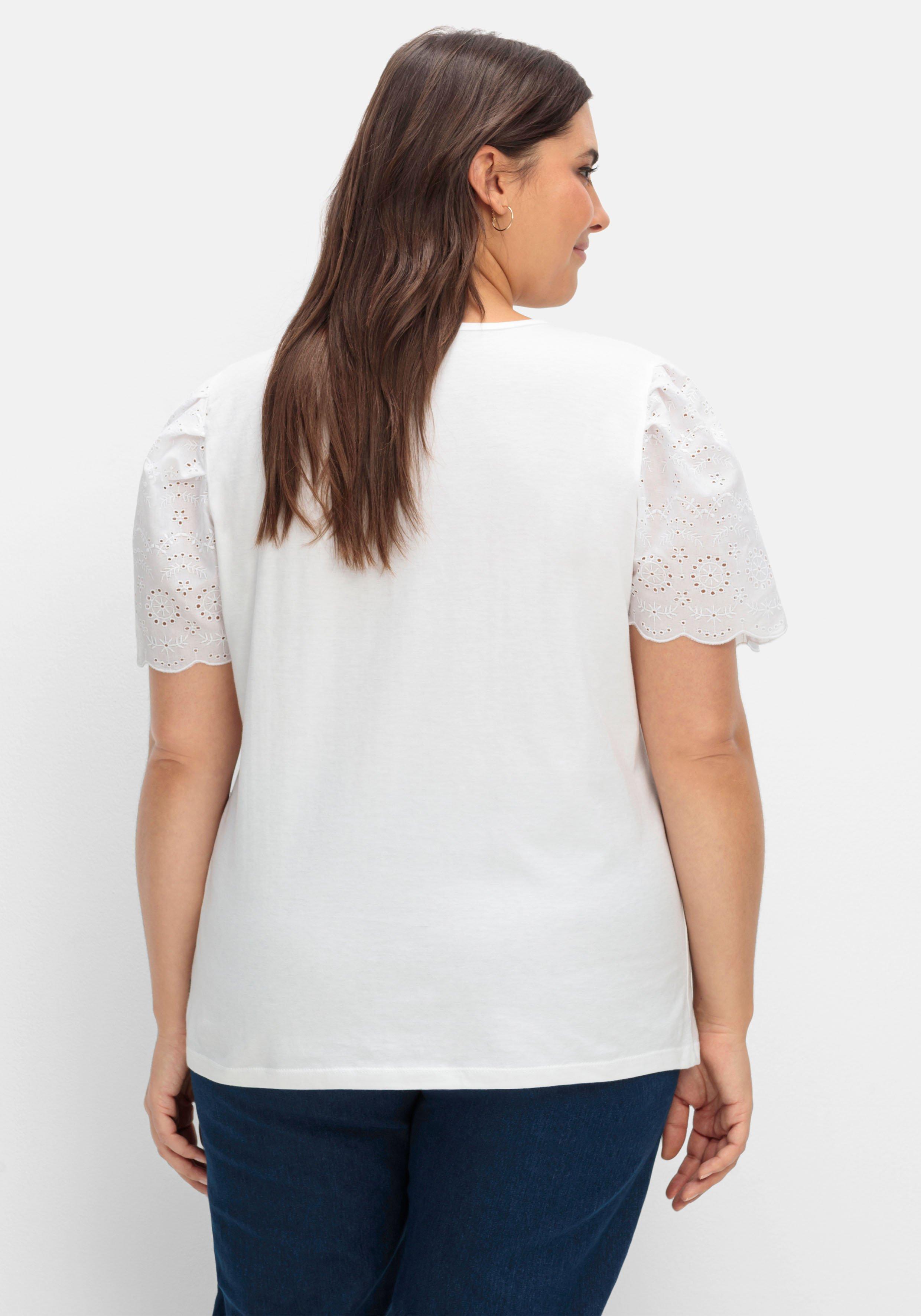 Shirt mit Flügelärmeln und Lochstickerei