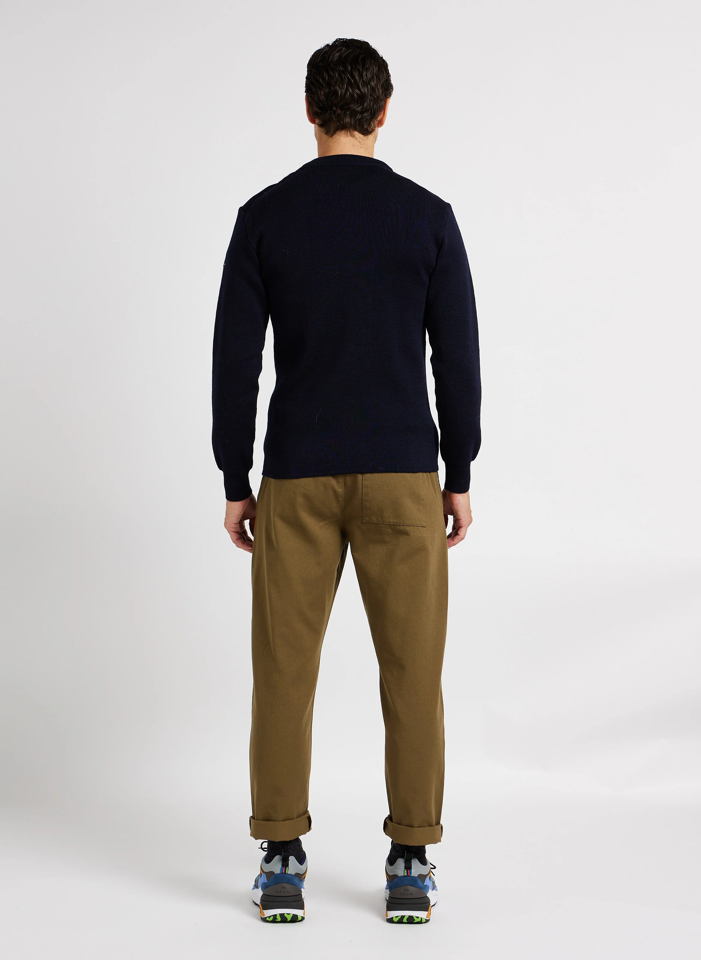 Pull col rond regular-fit en laine | Bleu