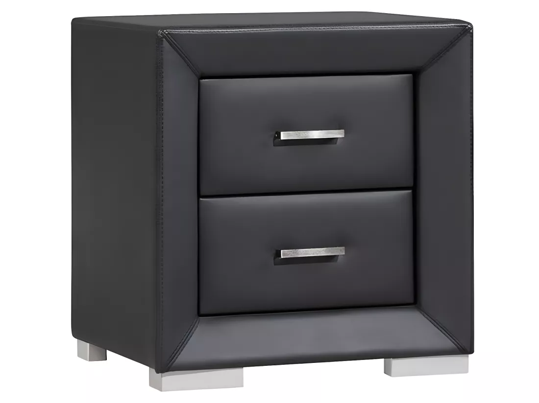 Lot de 2 tables de chevet - 2 tiroirs - Simili noir - CAPITOLE