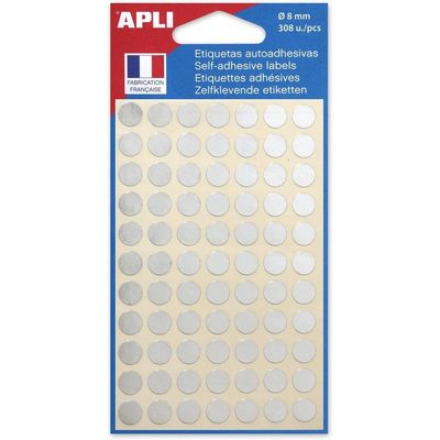 Apli Agipa - 308 Pastilles adhésives - argent - diamètre 8 mm - réf 100601