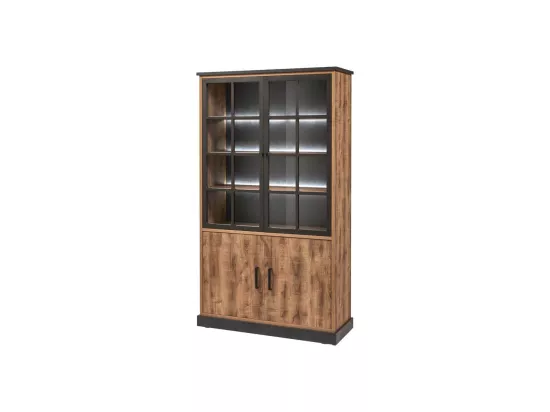 Vaisselier Lumineux 4 portes Bois Tropical - TESSA
