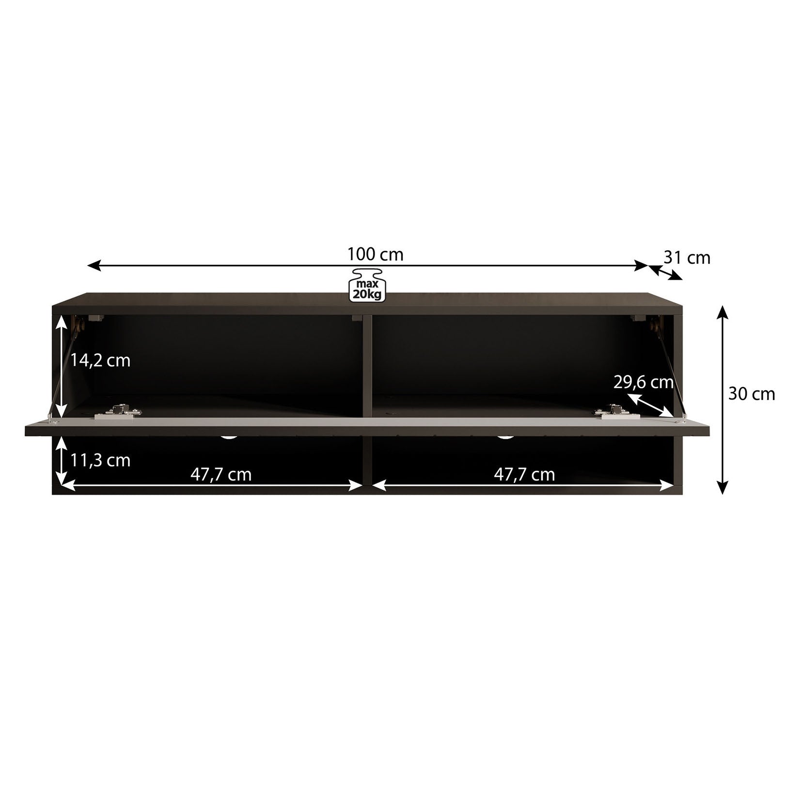 Meubella - TV-Meubel Asino - Zwart Visgraat - 100 cm