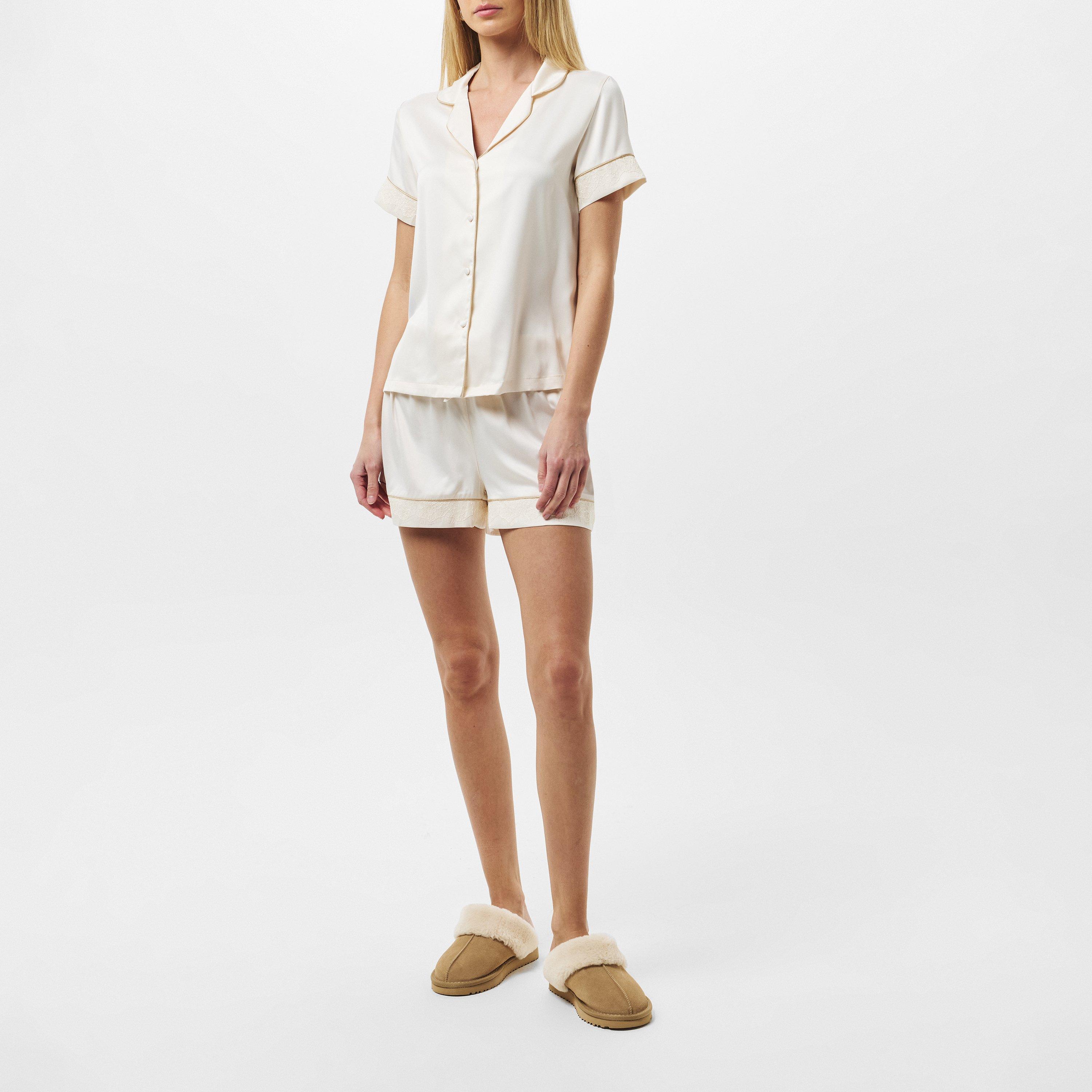 Chelsea Peers Satin Lace Short Sleeve Pyjama Set