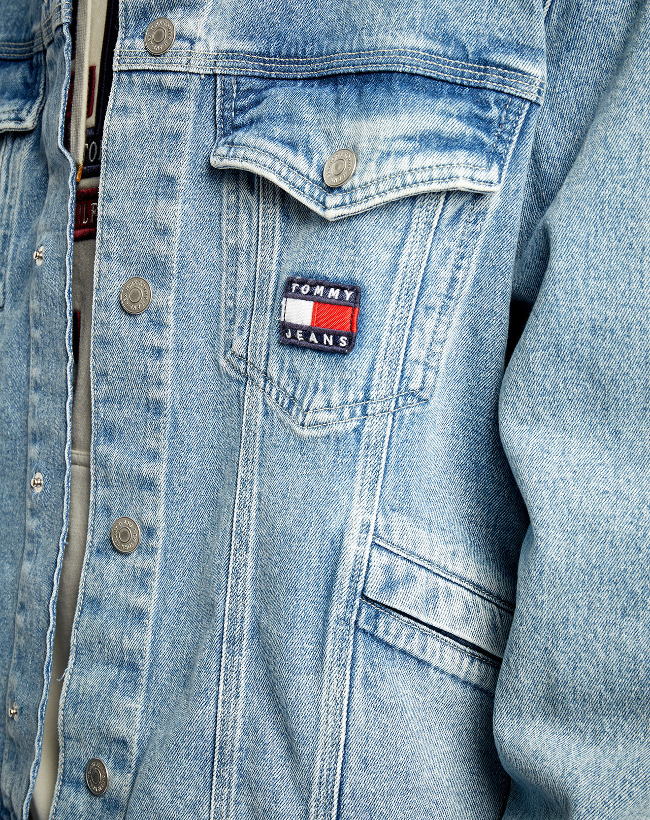 Tommy Jeans Veste en jean oversize Archive drapeau dos bleue