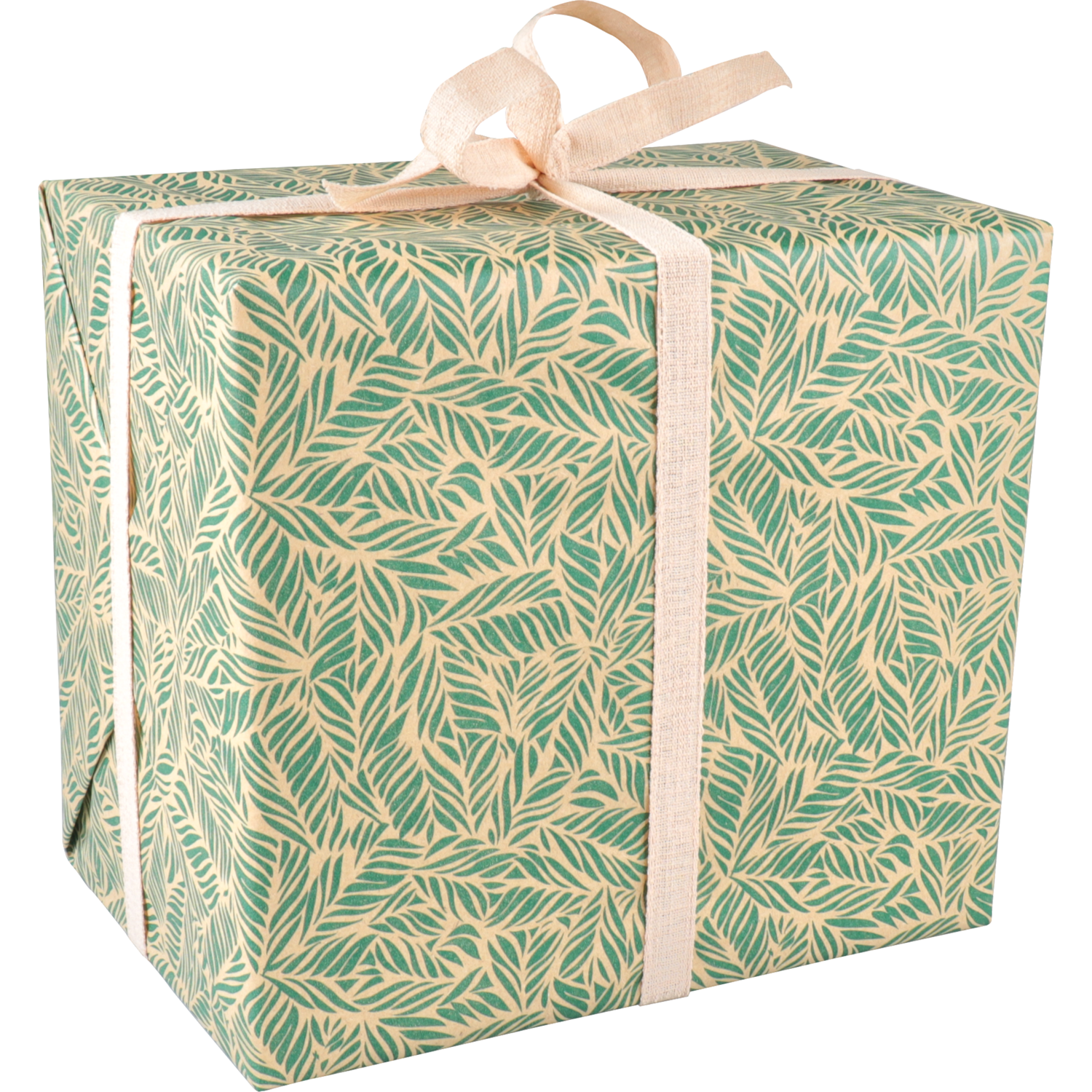 Cadeaupapier, 50cm, 100m, 65gr/m², Leaves, groen/kraft