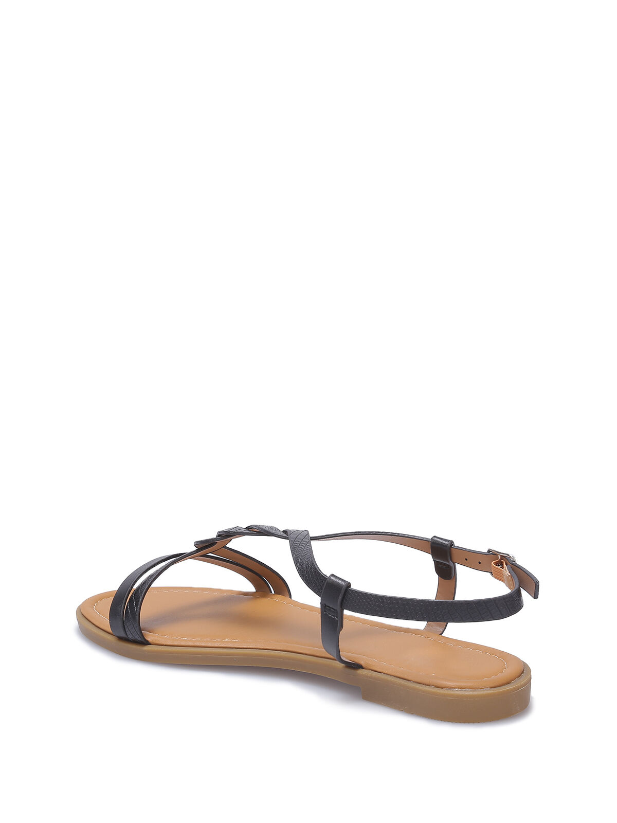 Nu-pieds avec bride style écailles grandes tailles- Noir
