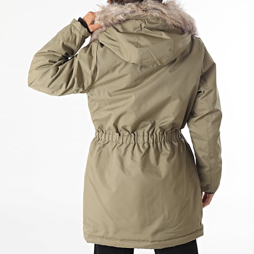 Parka Capuche Fourrure Femme Iris Vert Kaki