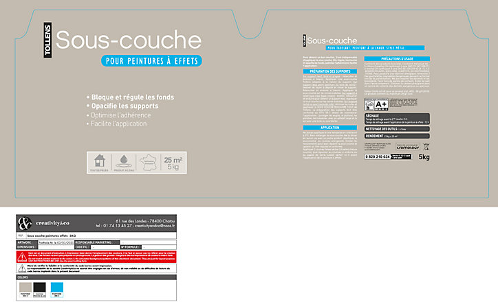 Sous couche tollens mat pour peinture à effet 5kg