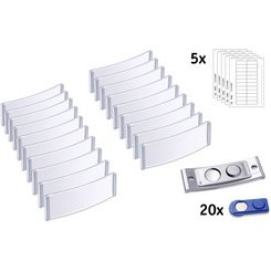 Badge, 68 x 22 mm, set de 20, argent