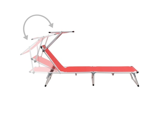 VIDAXL - Bain de soleil Chaise longue pliable avec auvent aluminium et textilène