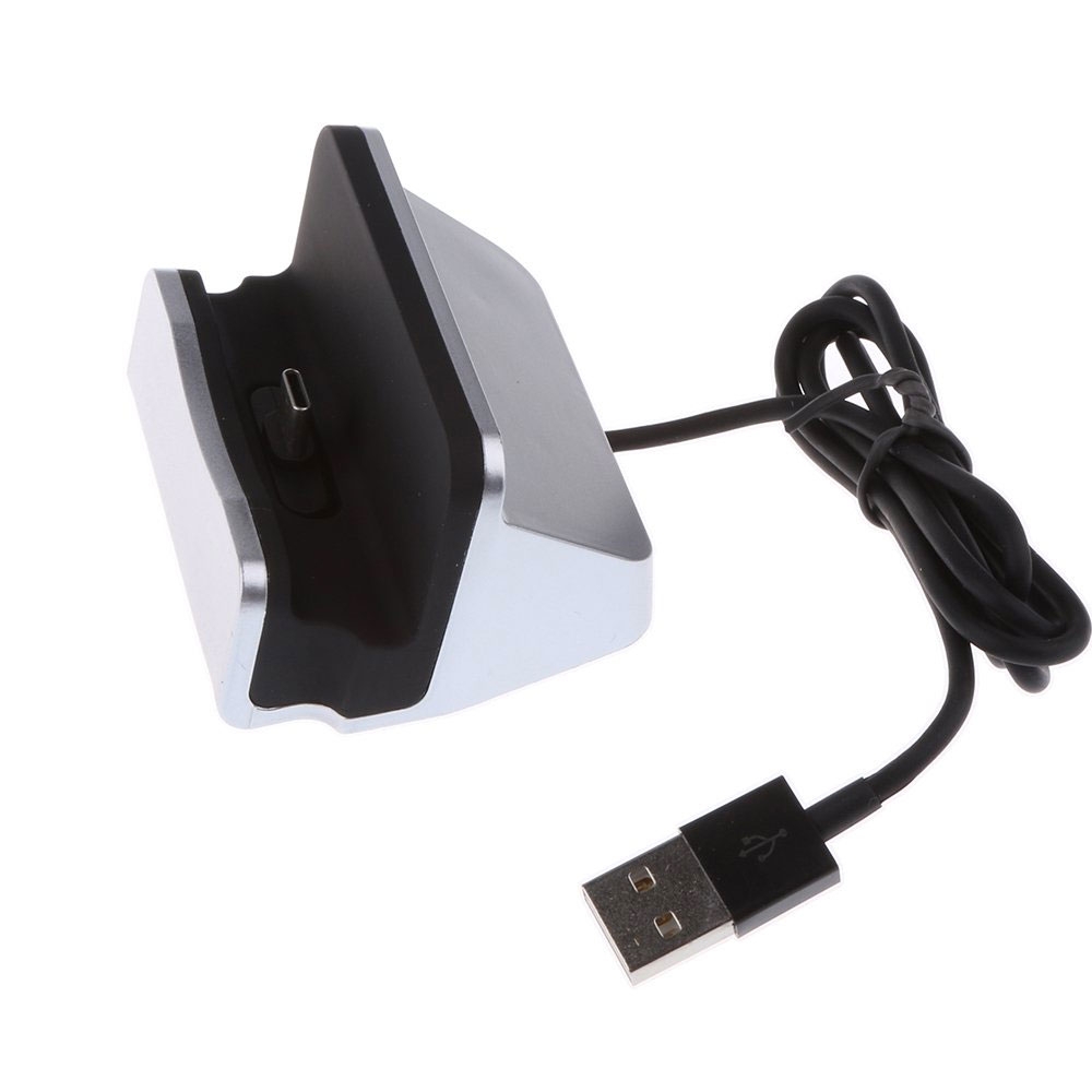 USB C Lade Dock Dockingstation Halterung für Handy / Smartphone - Silber