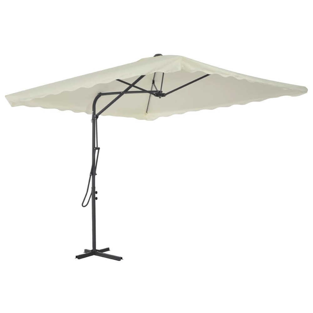 Parasol d'extérieur avec poteau en acier 250 x 250 cm sable
