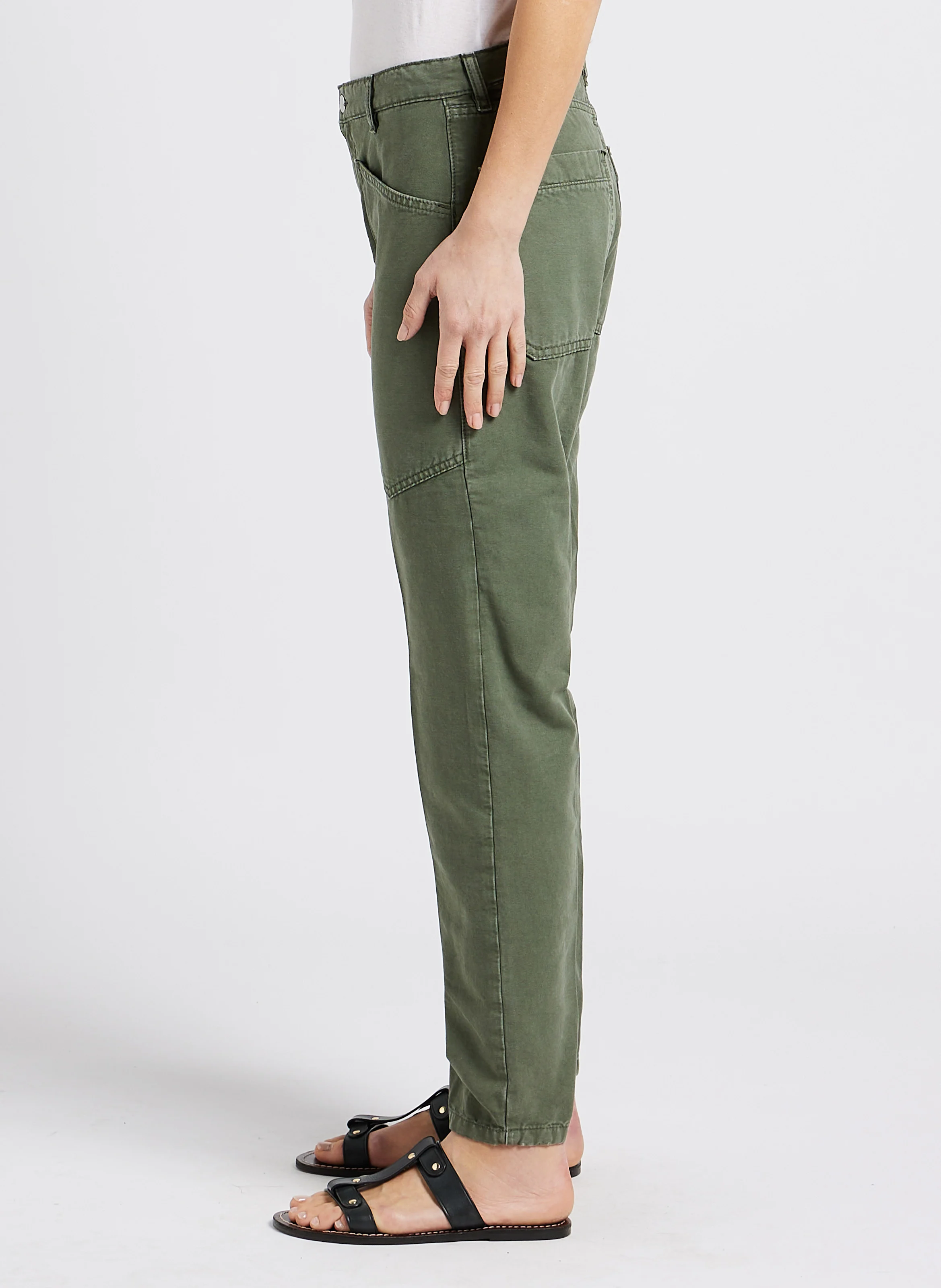 SEAN - Jean droit taille haute en coton | Vert