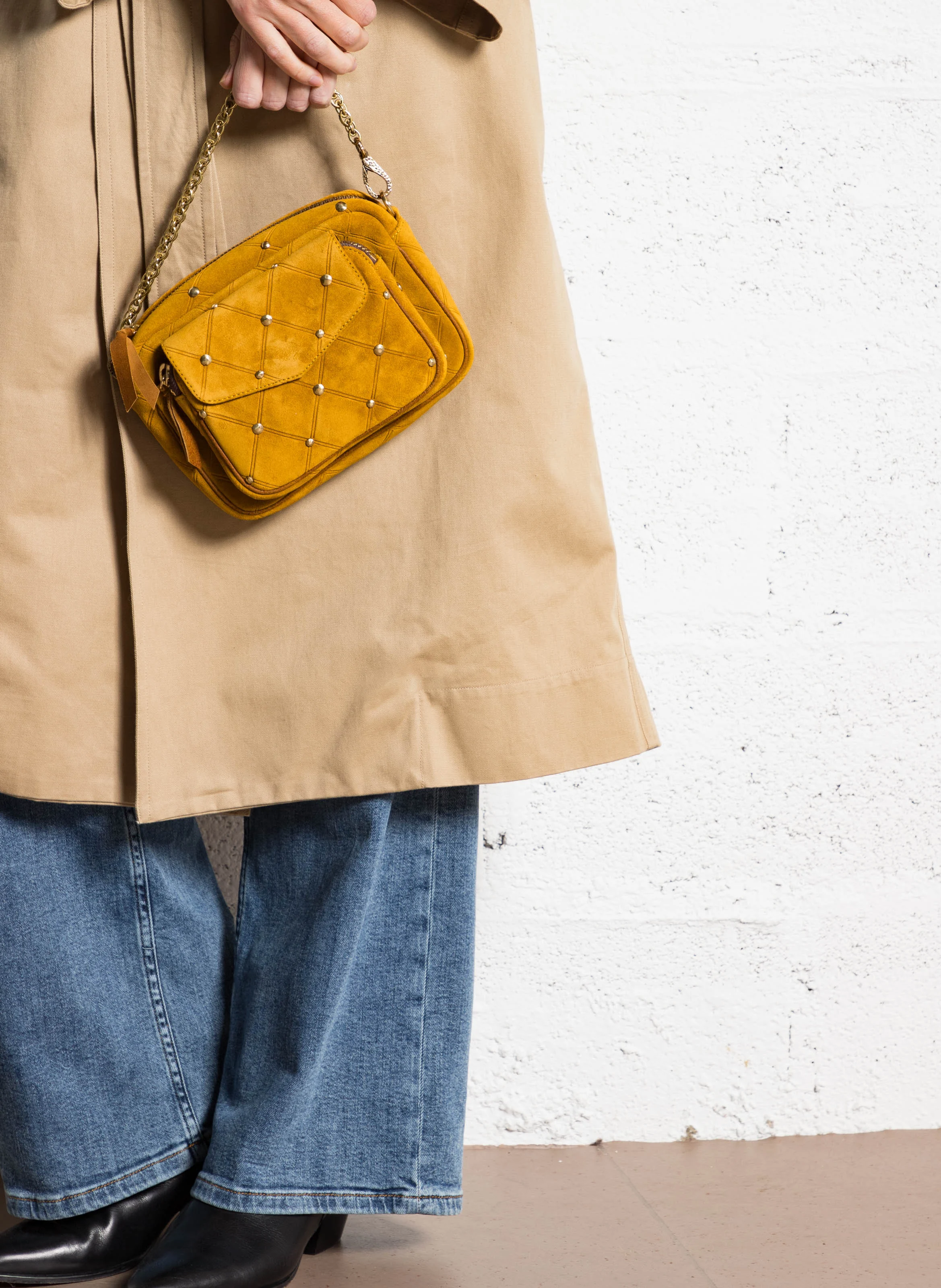 CHARLY - Sac bandoulière en suede | Beige