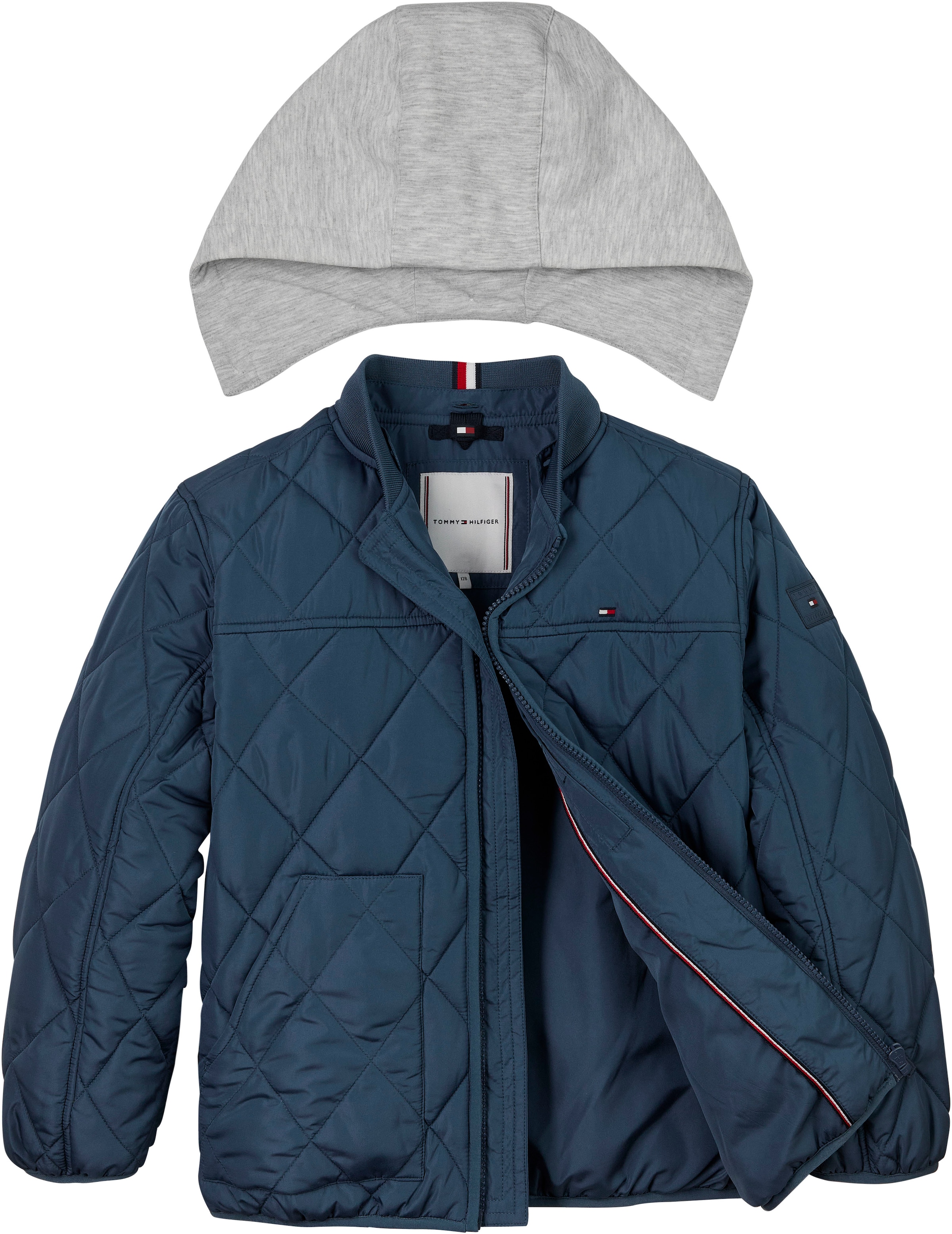 Tommy Hilfiger Outdoorjacke »LIGHT PADDED QUILTED JACKET« mit Kapuze Babys bis 2 Jahre mit Logostickerei