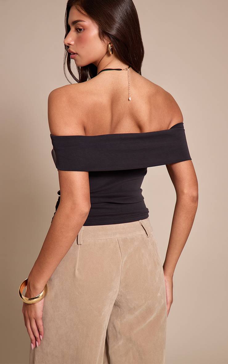 Noir Haut Dos-nu Décolleté Plongeant En Tissu Soyeux