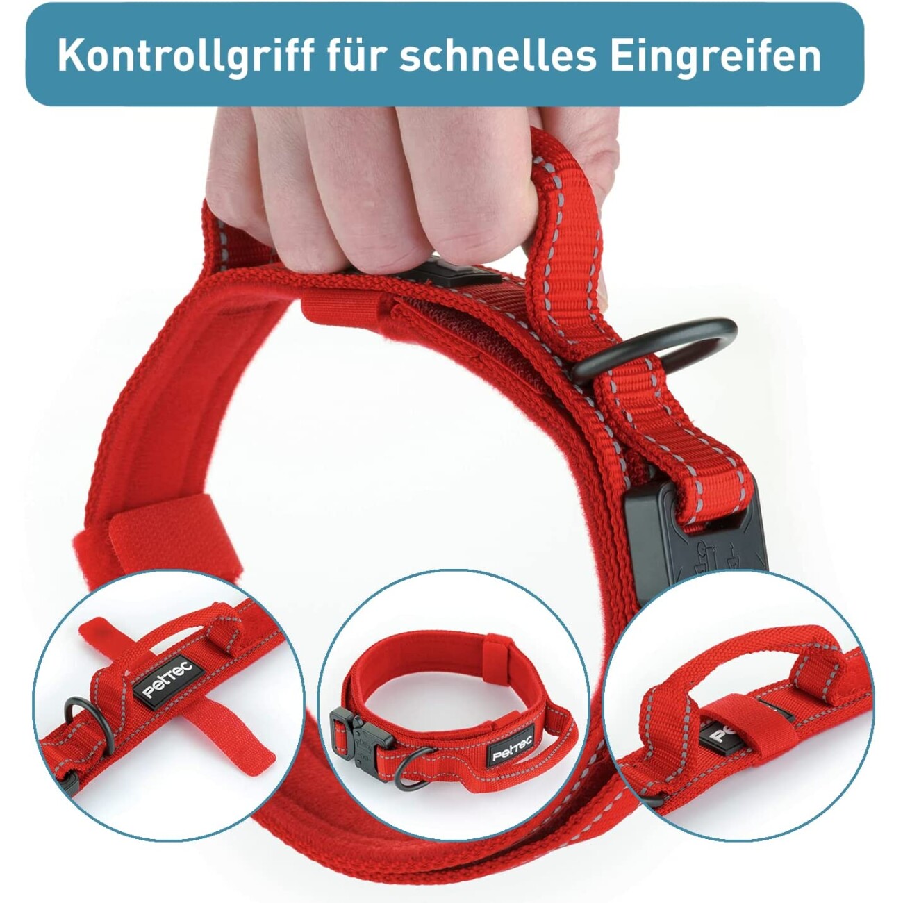 PetTec Hundehalsband aus Neopren & Nylon rot S