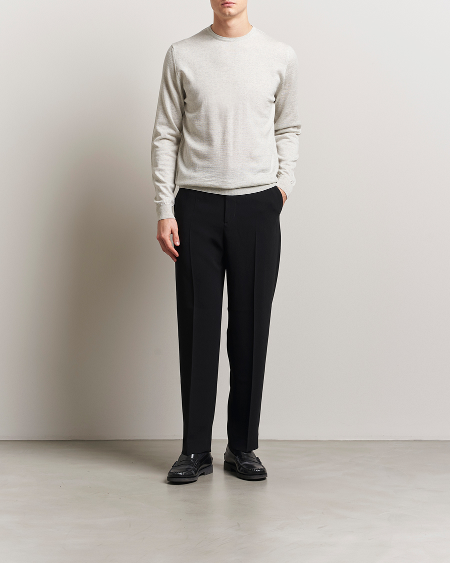 Stenströms Merino Patch Crew Neck Grey