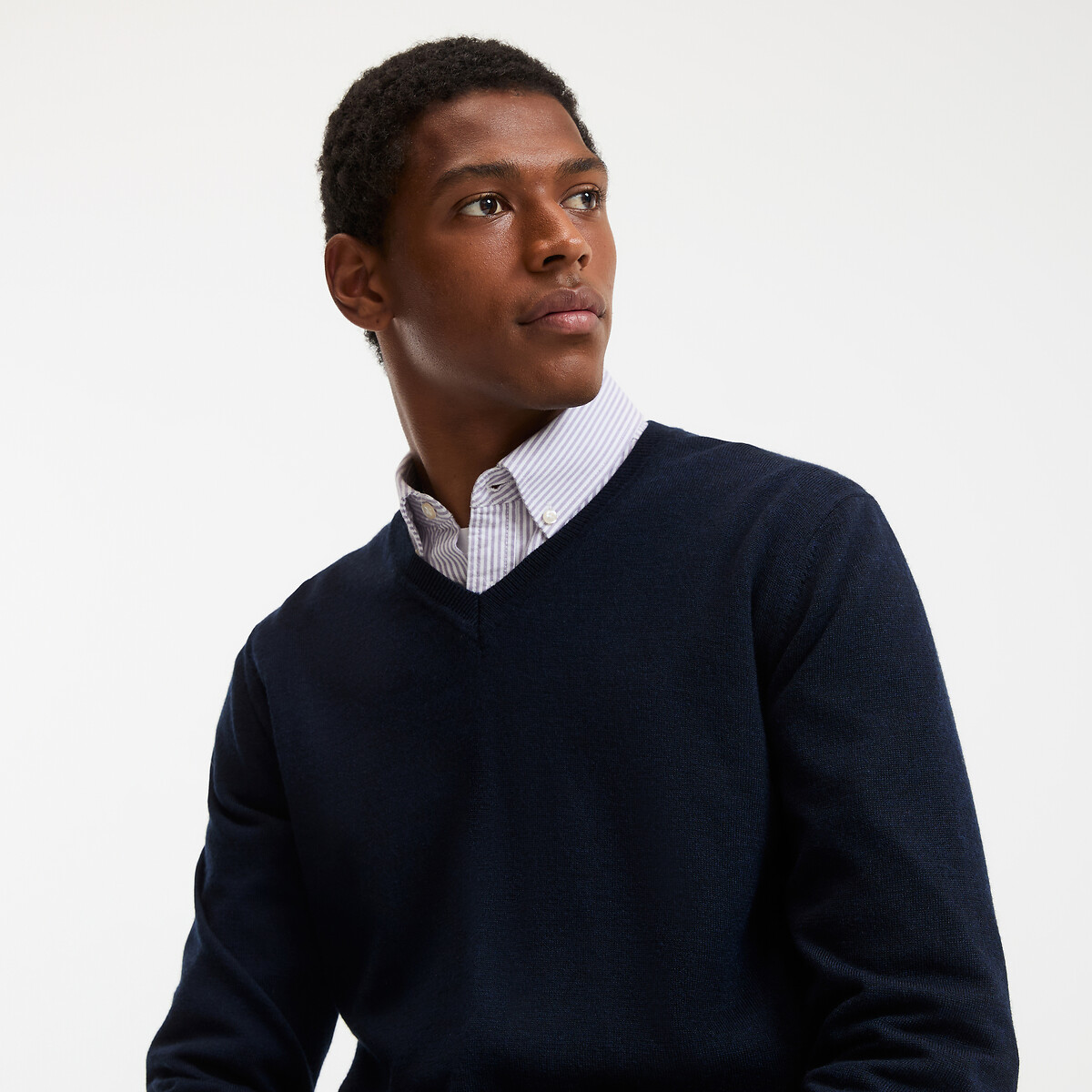 COLEÇÕES LA REDOUTE<br>Suéter com decote em V em lã merino, fabricado na Europa