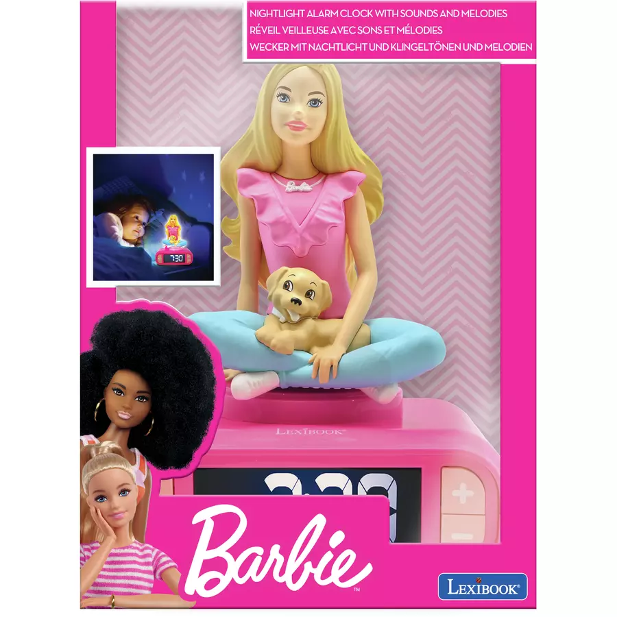 LEXIBOOK Barbie Wecker mit 3D Nachtlicht-Figur und besonderen Klingeltönen