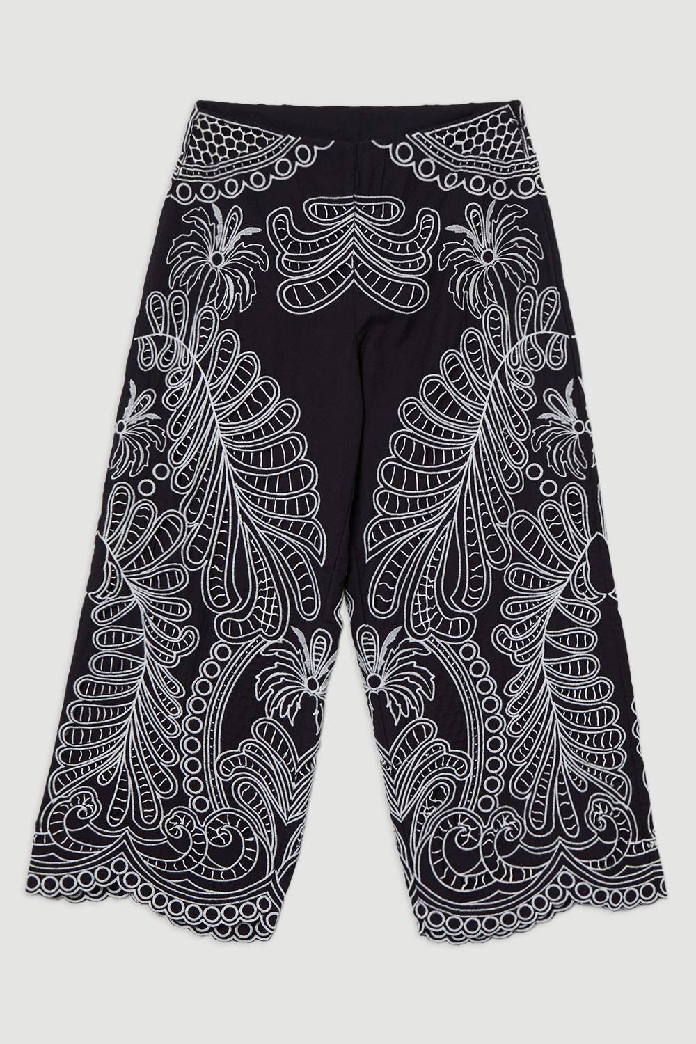 KarenMillen Pantalon en lin à broderie découpée tissée