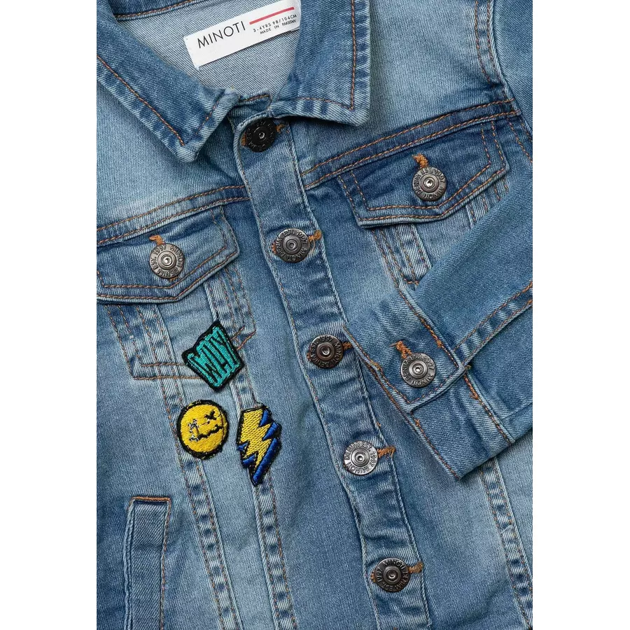 MINOTI Jeansjacke mit Aufnähern Denim-Hellblau