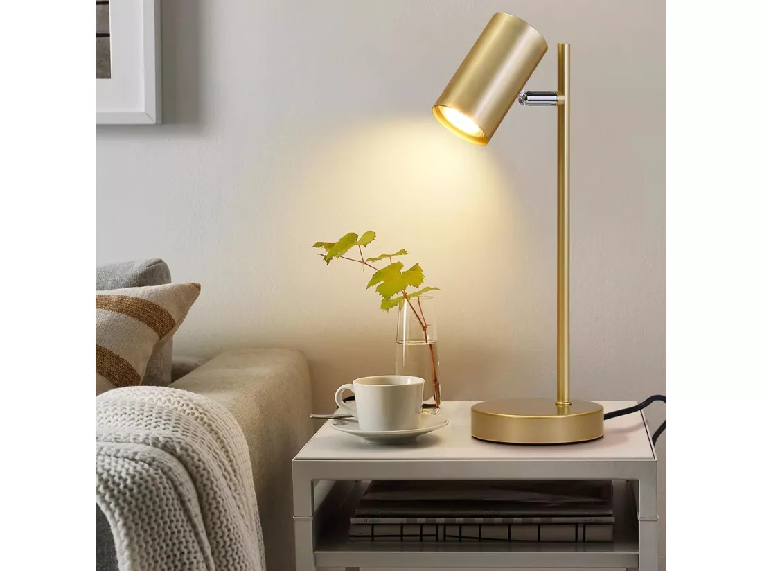 NETTLIFE lampe de chevet lampe de table de salon or pivotante 350° GU10 or en métal bureau