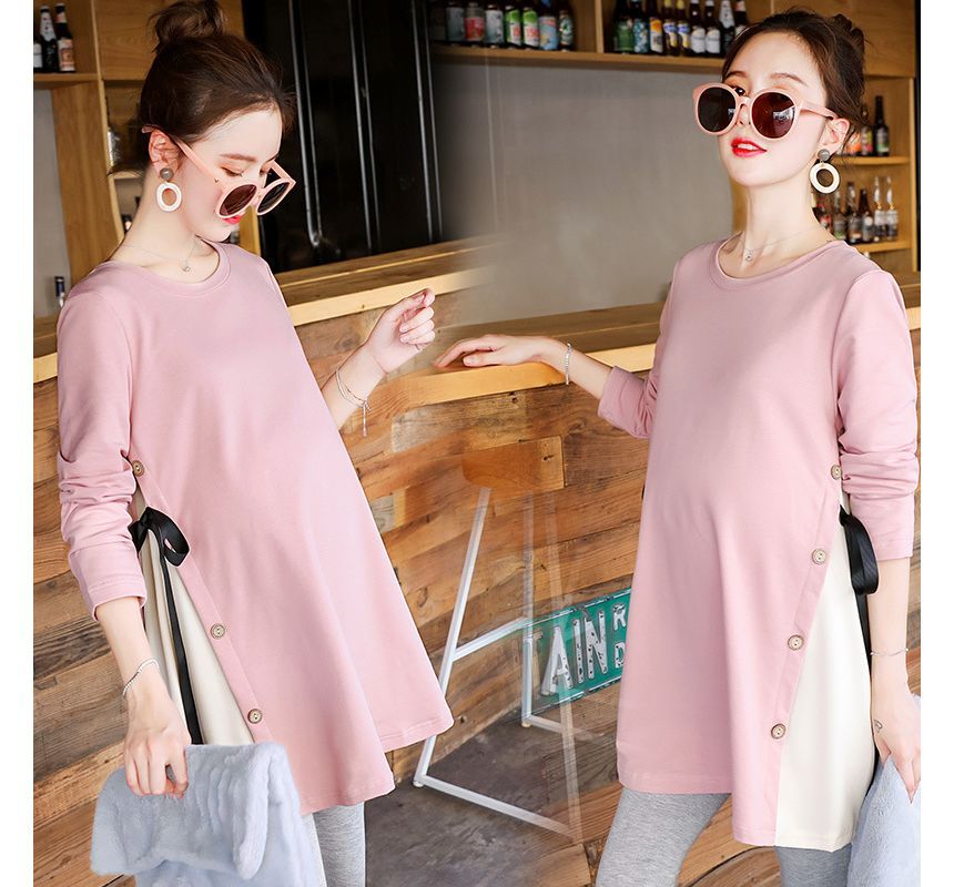 matteira - Zwangerschapsjurk met lange mouwen en tweekleurige T-shirtjurk / leggings / set