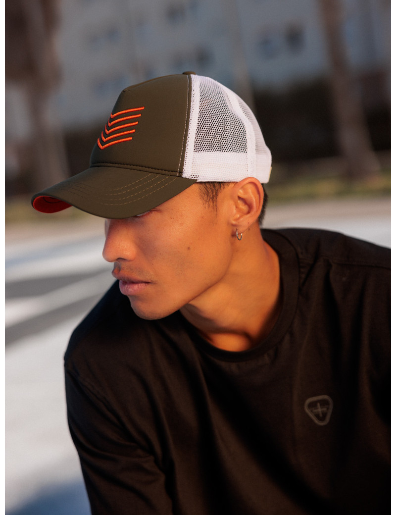 HBT CASQUETTE CHEVRONS KAKI ORANGE BLANC MIXTE
