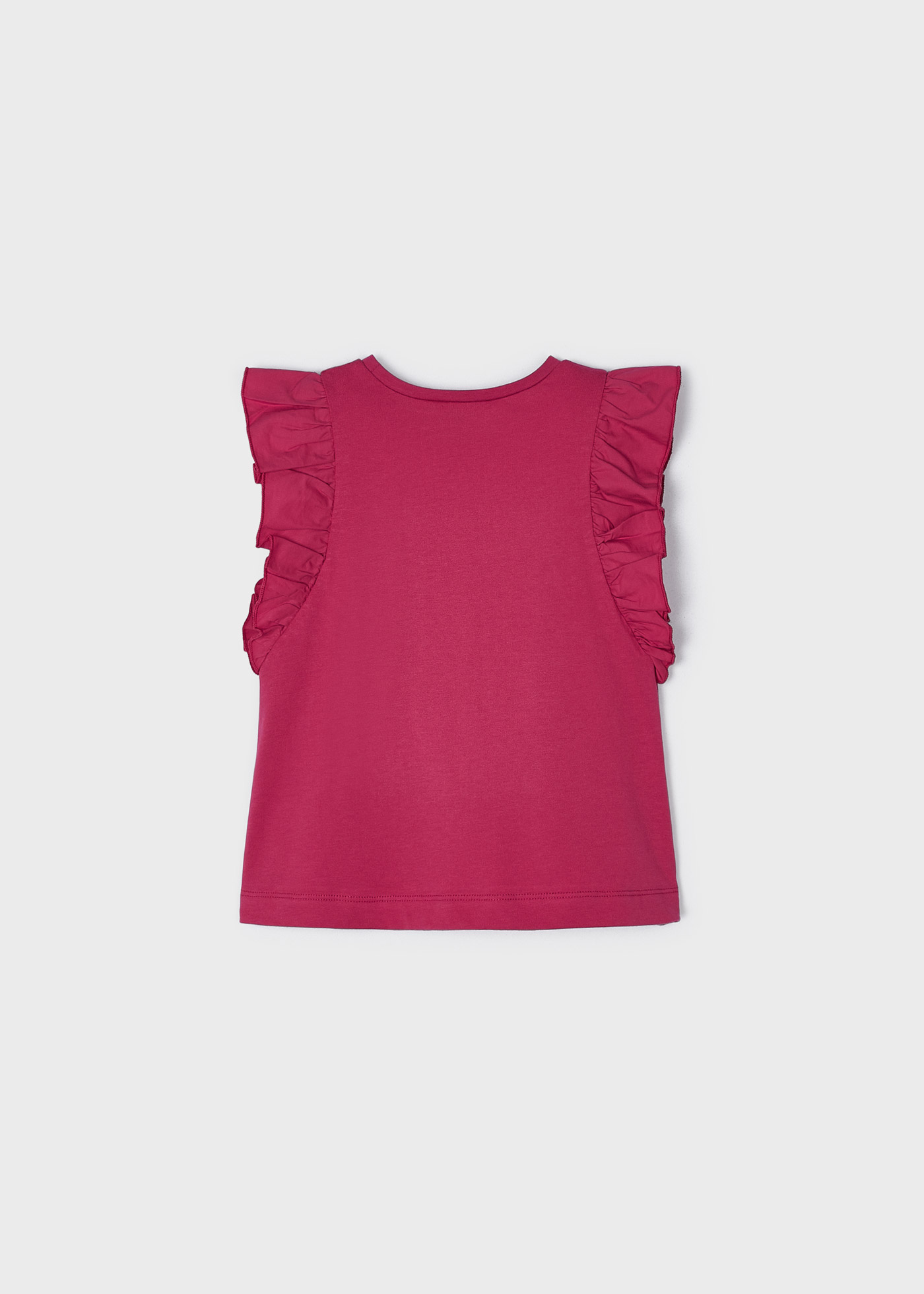 Camiseta infantil feminina de algodão sustentável com babados